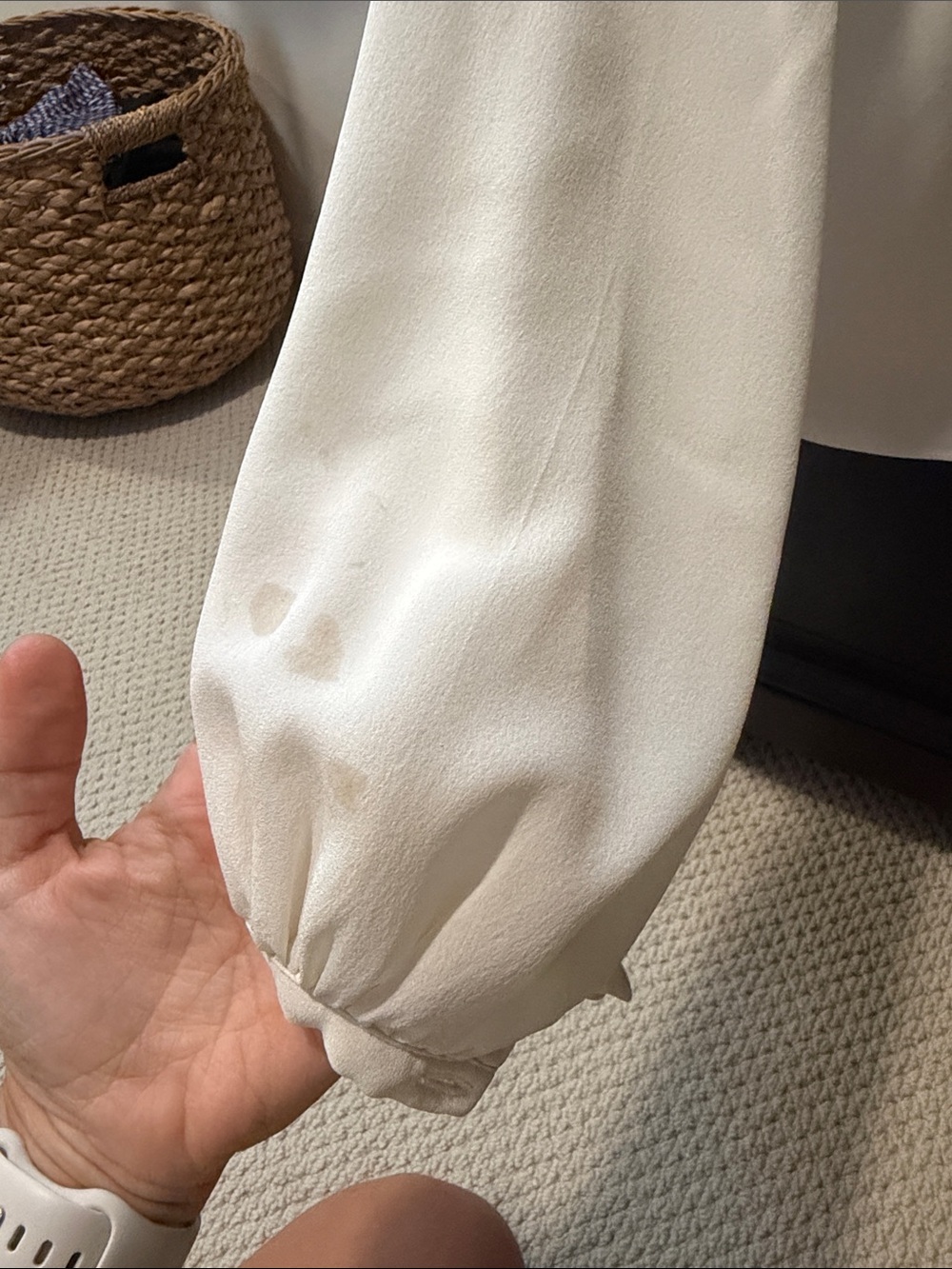 INTERMIX Cream V-Neck Ruffle Long-Sleeve Blouse - Picture 4 of 4